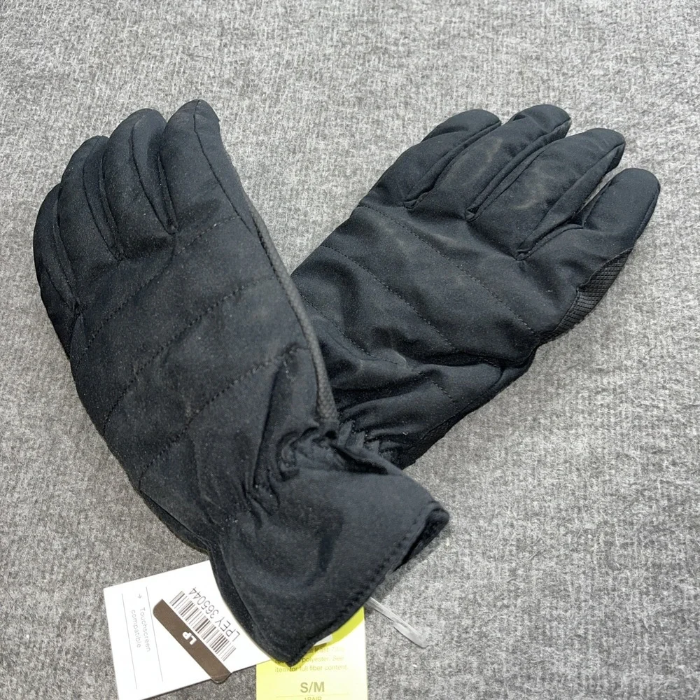 All In Motion Snow Sport Gloves Men's S/M Black Wrist Straps Waterproof